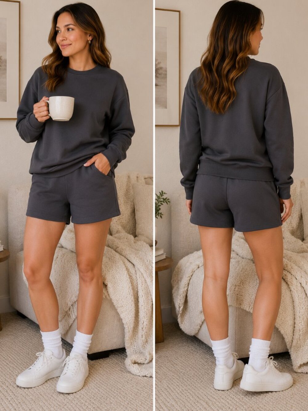 NWT LazyPants Charcoal Crewneck Sweatshirt Women’s XL Soft Travel Lounge Top